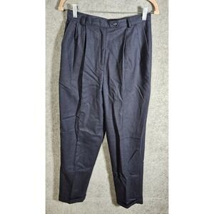 Vintage Country Store Wool Dress Pants Womens Size 8 Blue Pleated Pockets Lined